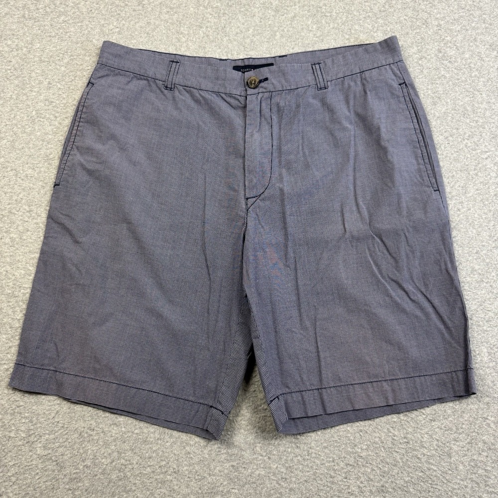 Tommy Hilfiger Chino Shorts Men's 36 100% Cotton‎ Blue White Check Plaid Preppy